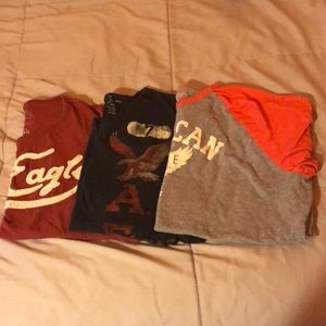 3 American eagle tees